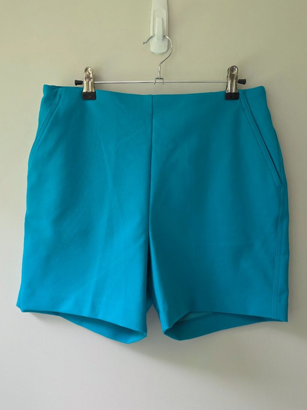 Rachel Zoe Teal Pull On Shorts | 6 | Flat Front Stretch Pockets Blue Green